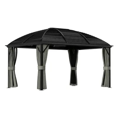 Outsunny x 4m Hardtop Gazebo Aluminium Garden Pavilion Dark Grey