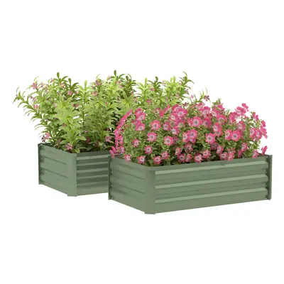 Outsunny Set of Galvanised Raised Garden Bed, Green