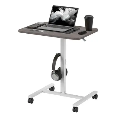 HOMCOM Standing Desk Mobile Overbed Table w/ Wheels for Home Office Grey