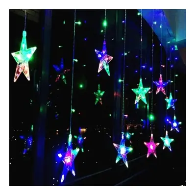 (Multicoloured) Christmas Decoration Curtain Lights String Star Xmas Party Wedding Plug in