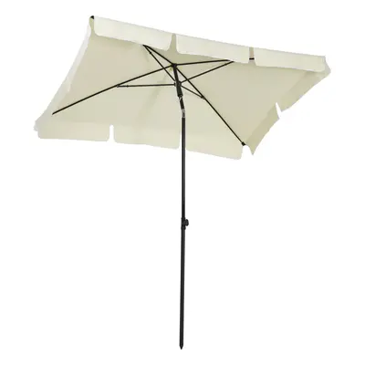 Outsunny Aluminium Sun Umbrella Parasol Patio Rectangular 2M x 1.3M Off-White