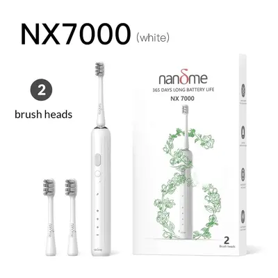 (Whitex2 brush head) Nandme NX7000 Smart Sonic Electric Toothbrush Ultrasound IPX7 Rechargeable