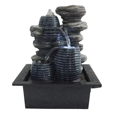 (Honeypot Rock Effect Waterfall) Cascading Water Feature Fountain LED Light Indoor Table Top Wat