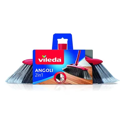 Vileda 2-in-1 Double Corner Indoor Broom, 2-in-1 Fiber Technology, Effective Against All Kinds o