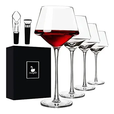 Swanfort Red Wine Glass,Set of with Wine Accessories,Hand Blown Crystal Wine Glass,Lead Free Bur