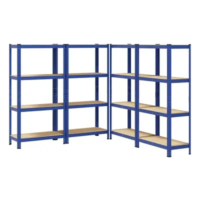 vidaXL 4-Layer Storage Shelves pcs Blue Steel&Engineered Wood