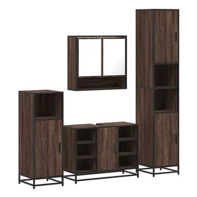 (brown oak) vidaXL 4ÃÂ Piece Bathroom Furniture SetÃÂ Brown Oak Engineered Wood