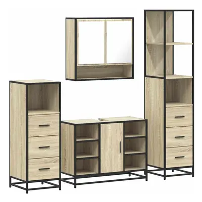 (sonoma oak) vidaXL 4ÃÂ Piece Bathroom Furniture SetÃÂ Sonoma Oak Engineered Wood