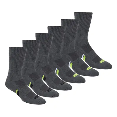 PUMA mens Pack Crew athletic socks Grey/Green 13 US