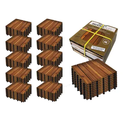 (Twelve Packs (108 Tiles)) Easy Fit Wooden Click Deck Decking Tiles Hardwood Patio Garden Outdoo