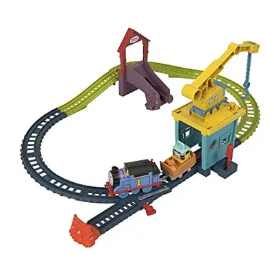 Thomas & Friends Motorized Toy Train Set Fix 'em Up Friends with Carly the Crane, Sandy the Rail