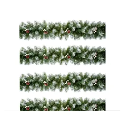 4 Artificial Christmas Garland Snow Tipped Berry Green Garland 2.7M