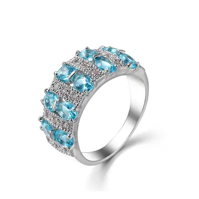 Sea blue ring ladies ring temperament ring ring