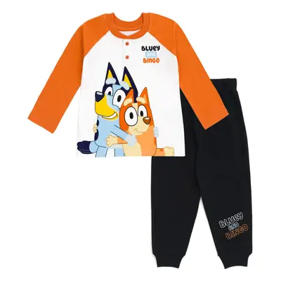 Bluey Bingo Toddler Boys Henley T-Shirt and French Terry Pants Orange