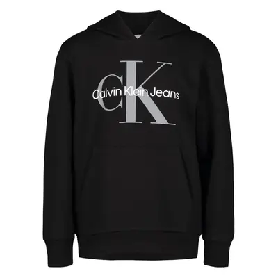 Calvin Klein Boys' Long Sleeve Pullover Fleece Hoodie Old School Blac