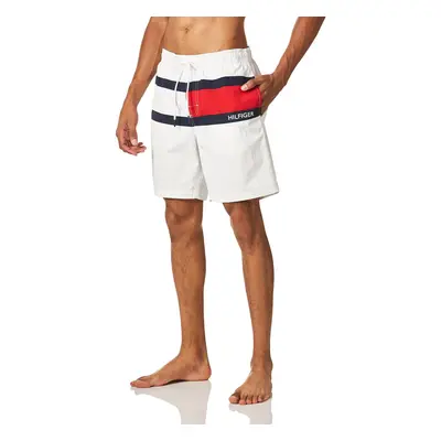 Tommy Hilfiger Men's Standard Flag Swim Trunks with Quick Dry Whit