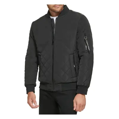 Calvin Klein Men's Quilted Zipper Detail Flight Jacket Ultra Black X