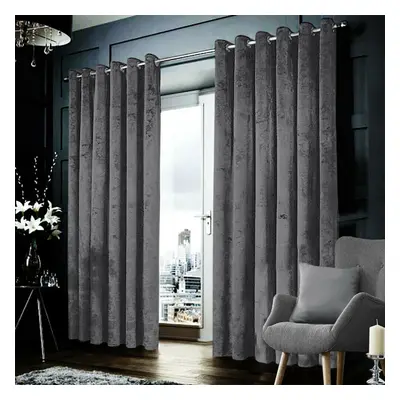 (Grey, 90" x 90" (228cm x 228cm)) Velvet Curtains Eyelet Ring Top Home Decor Drapes