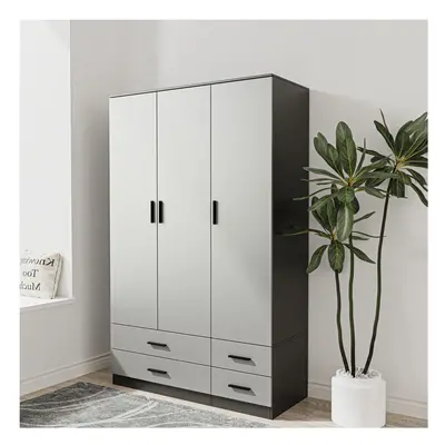 (Black & Grey) Door Drawer Wardrobe Storage Shelf Hanging Bedroom Modern Furniture