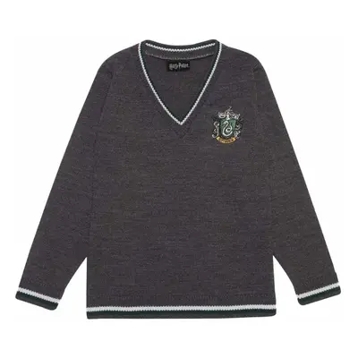 (11-12 Years, Grey/Green) Harry Potter Childrens/Kids Slytherin Knitted Jumper