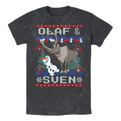 Disney Frozen Olaf and Sven Young Men's Short Sleeve Tee Shirt Black Large