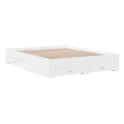 (white, x cm) vidaXL Bed Frame with Drawers Bed Base Grey Sonoma 140x200 cm Engineered Wood