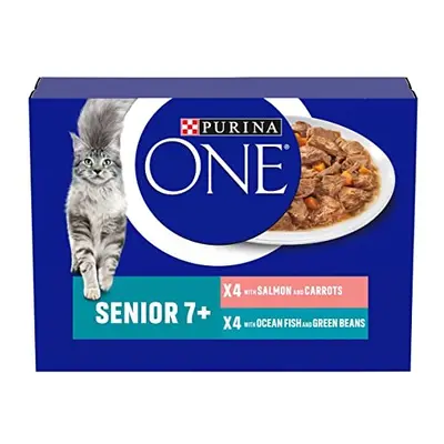 Purina ONE Senior 7+ Wet Cat Food Salmon and Ocean Fish 5(8x85 g)