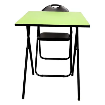 (Parrot, Black Frame-Black seat) Classroom Study Desk Folding Table & Chair