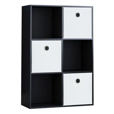 (Black, White) Durham Cube Shelf Drawer Bookcase with Baskets