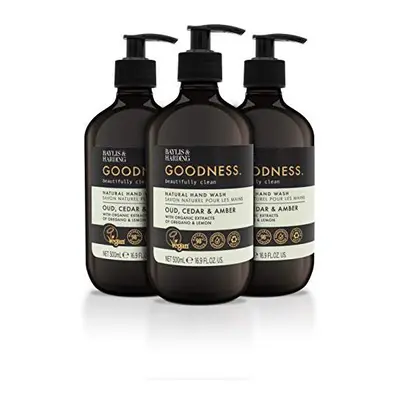 Baylis & Harding Goodness Oud, Cedar & Amber Natural Hand Wash 500ml, (Pack of 3) - Vegan Friend