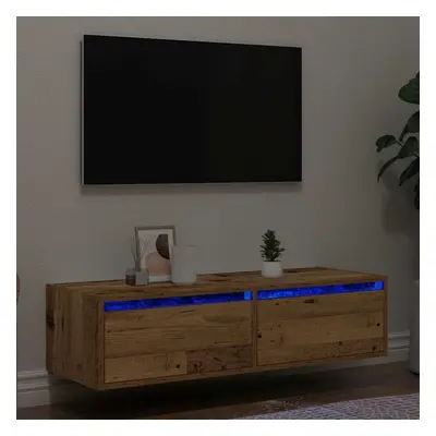 vidaXL TV Cabinet with LED Lights Old Wood 100X35.5x25 cm