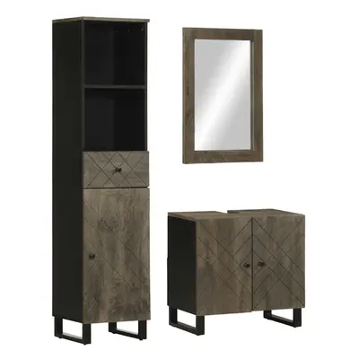 vidaXL Piece Bathroom Furniture Set Black Solid Wood Mango bathroom cabinet