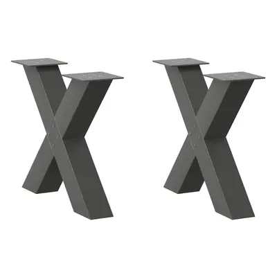 (anthracite, x (42-43) cm (80 mm)/ pcs) vidaXL Dining Table Legs X-Shaped Desk Legs Kitchen Meta