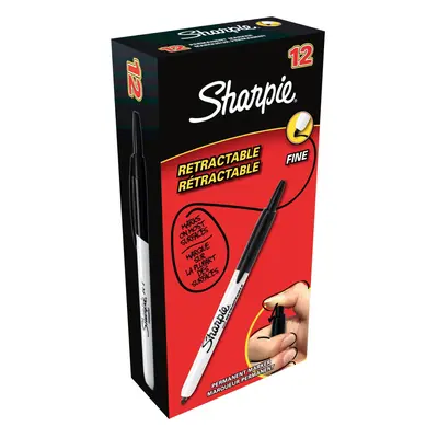 Sharpie Retractable Permanent Marker Fine Tip - Black (Pack of 12)