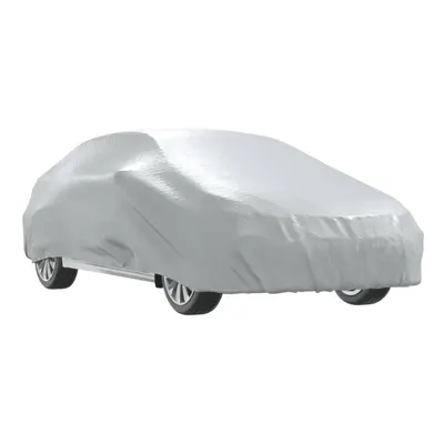 vidaXL Car Cover for Sedan with Buckle Straps Full Waterproof Cover Silver