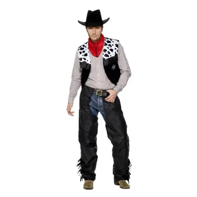 Smiffy's Adult Men's Cowboy Costume, Chaps, Waistcoat, Belt And Neckerchief, - cowboy costume me