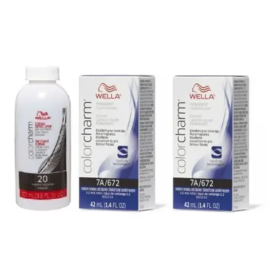 (7A+7A+Dev (Vol. 20) 3.6oz) Wella 9A Pale Ash Blonde Color Charm Permanent Liquid Haircolor & De