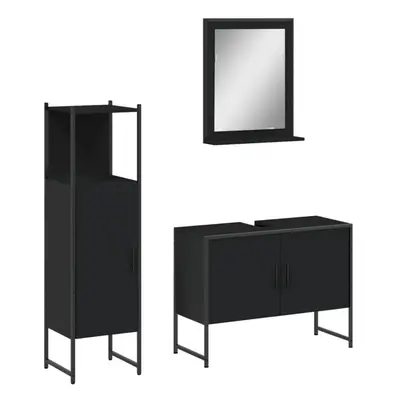 (black) vidaXL Bathroom Cabinet Set Piece Vanity Unit Sink Cabinet Engineered Wood