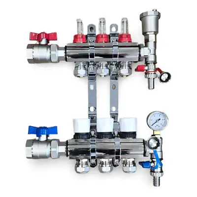 (Normal Set of 2, 16mm x 3/4'') Port Underfloor Heating Manifold with Pipe Connections,Automatic