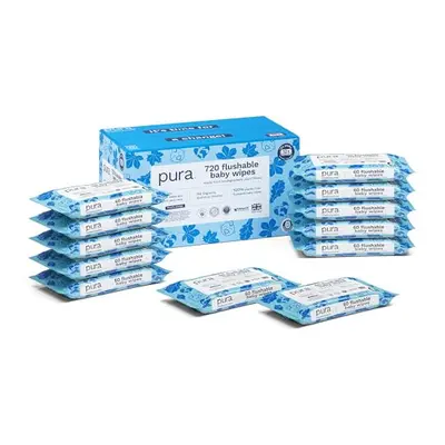 Flushable Baby Wipes x per pack, (720 Water Based Wet Wipes) 100% Plastic Free, 99% Water, Suita