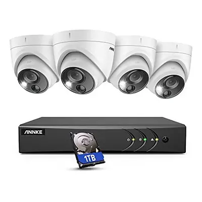 ANNKE 8CH 5MP DVR CCTV Camera System with PIR Detection,5-in-1 H.265+ with 1TB HDD, 4X 2.0MP IP6