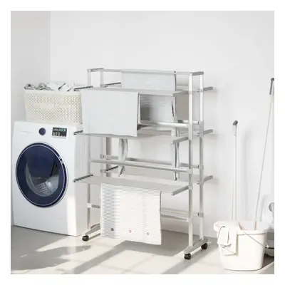 vidaXL Laundry Drying Rack with Wheels 89x64x129 cm Aluminium