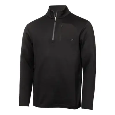 (XL, Black) Calvin Klein Mens Delta Half Zip Moisture Wicking Midlayer Golf Sweater