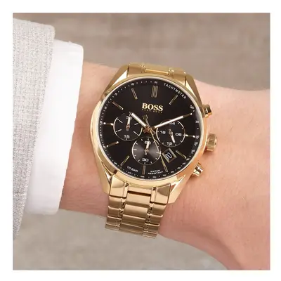 HUGO BOSS Champion Gold Chronograph 44mm Men's Watch NEW