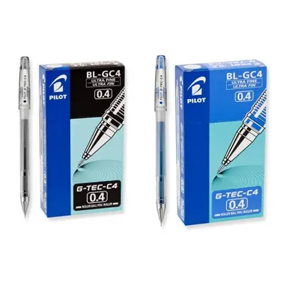 Pilot G-Tec-C4 Gel Rolling Ball Pens Ultra Fine Point Bundle Dozen Blue Dozen Black