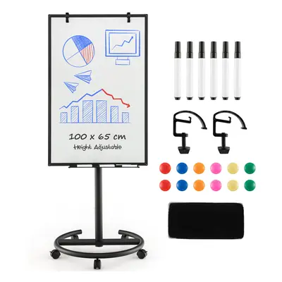 100 cm x cm Magnetic White board W/ Adjustable Height & Wheels