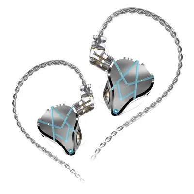 (Silver, Without Mic) Wired Earphone 20BA Balanced Armature Units Stereo Bass DJ Monitor Earbuds