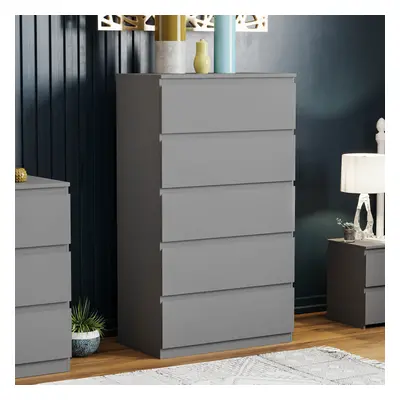 (Grey) Denver Drawer Chest Garment Storage Bedroom Unit