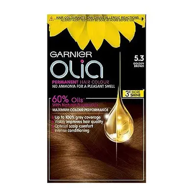 Olia Permanent Hair Dye, Up to 100% Grey Hair Coverage, No Ammonia, 5.3 Golden Brown