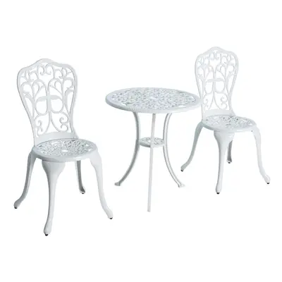 Outsunny Pieces Antique Garden Bistro Set for with Umbrella Hole, White